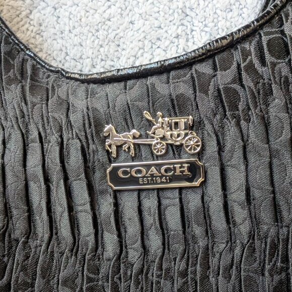 COACH MADISON 18886 BLACK GATHERED SIGNATURE LEATHER PLEATED HOBO SHOULDER BAG - Picture 1 of 16